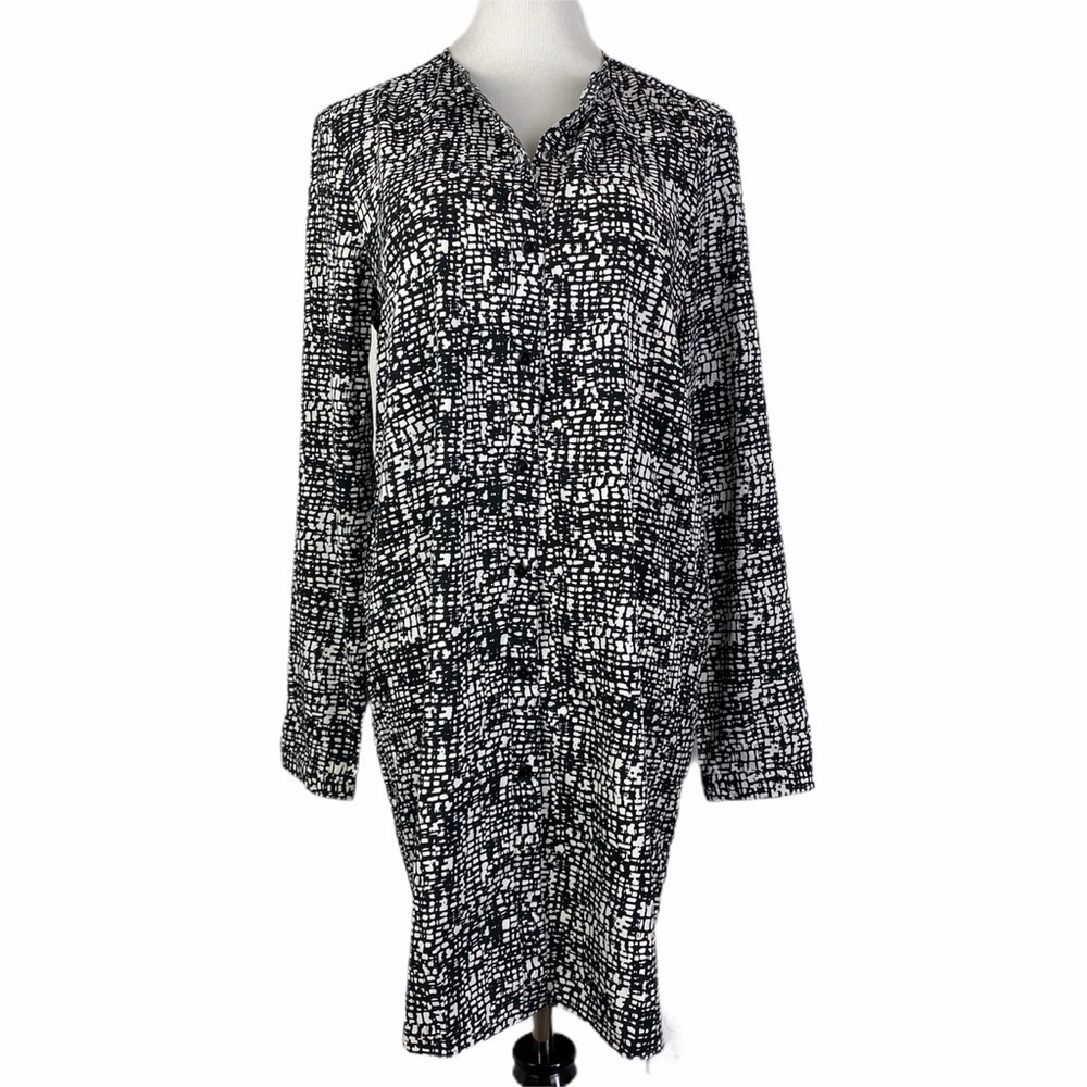 Charlie Paige Button Down Midi Dress Women's Small Black White Button‎ Cuff